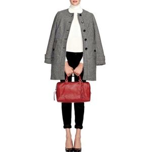 Banana Republic Collarless Houndstooth Wool Coat